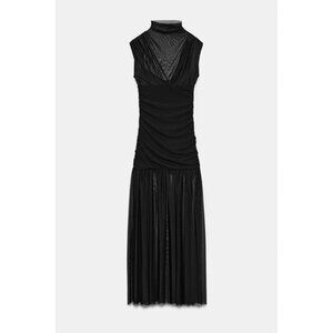 ZARA COMBINED DRAPED MIDI DRESS